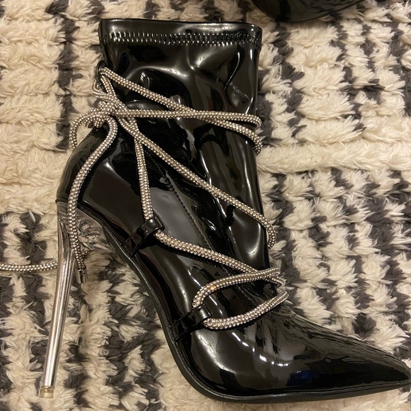 Azalea Wang Diamond Drip Faux Patent Leather Bootie - Picture 8 of 12